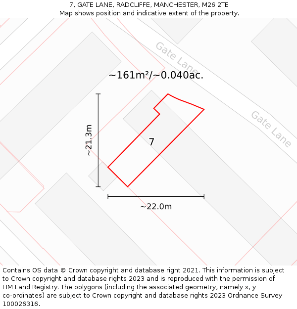 7, GATE LANE, RADCLIFFE, MANCHESTER, M26 2TE: Plot and title map