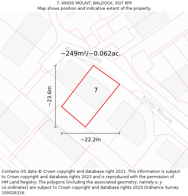 7, KINGS MOUNT, BALDOCK, SG7 6FP: Plot and title map