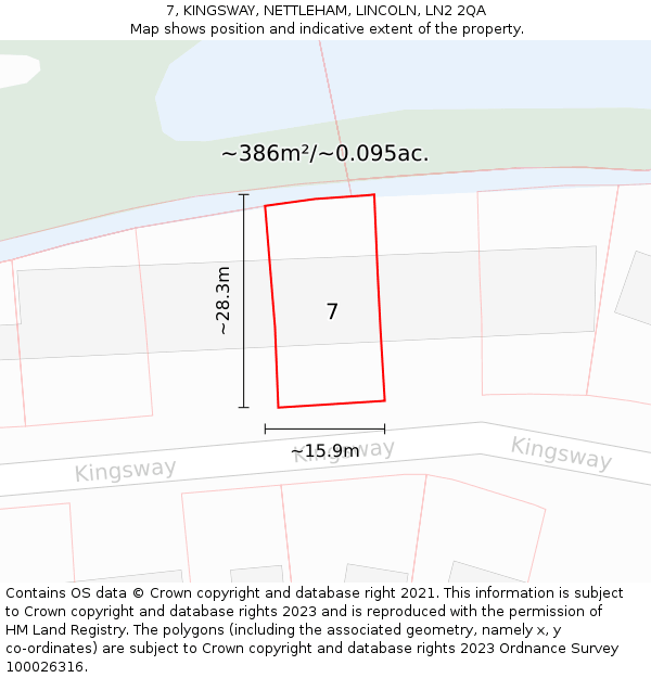 7, KINGSWAY, NETTLEHAM, LINCOLN, LN2 2QA: Plot and title map