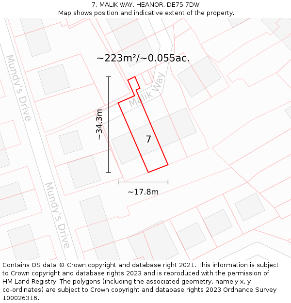 7, MALIK WAY, HEANOR, DE75 7DW: Plot and title map