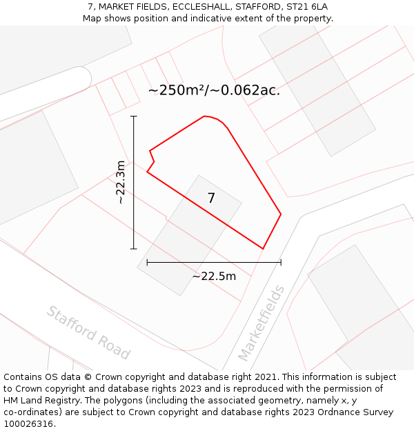 7, MARKET FIELDS, ECCLESHALL, STAFFORD, ST21 6LA: Plot and title map