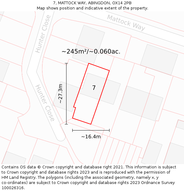 7, MATTOCK WAY, ABINGDON, OX14 2PB: Plot and title map