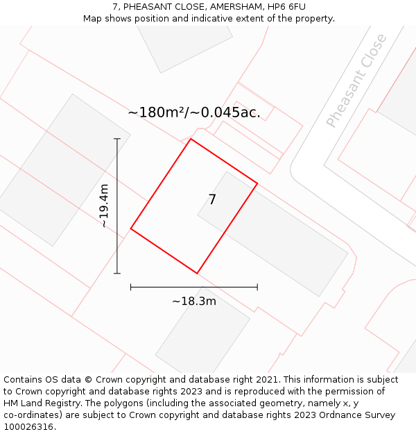 7, PHEASANT CLOSE, AMERSHAM, HP6 6FU: Plot and title map