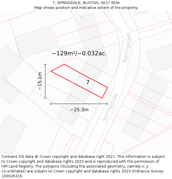 7, SPRINGDALE, BUXTON, SK17 6DW: Plot and title map
