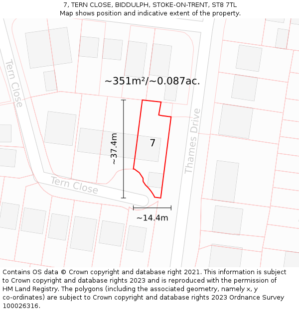 7, TERN CLOSE, BIDDULPH, STOKE-ON-TRENT, ST8 7TL: Plot and title map