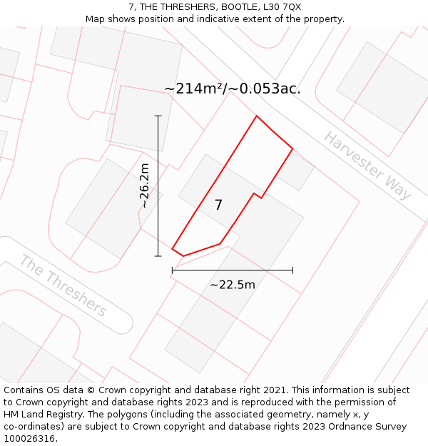 7, THE THRESHERS, BOOTLE, L30 7QX: Plot and title map