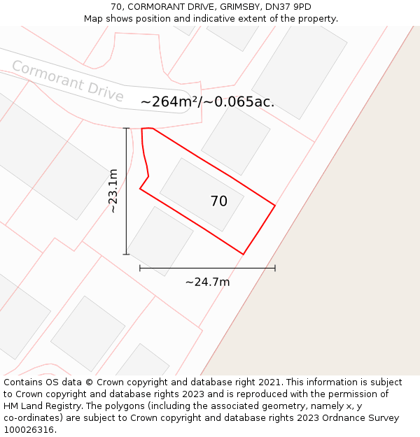 70, CORMORANT DRIVE, GRIMSBY, DN37 9PD: Plot and title map