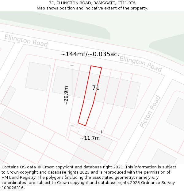 71, ELLINGTON ROAD, RAMSGATE, CT11 9TA: Plot and title map