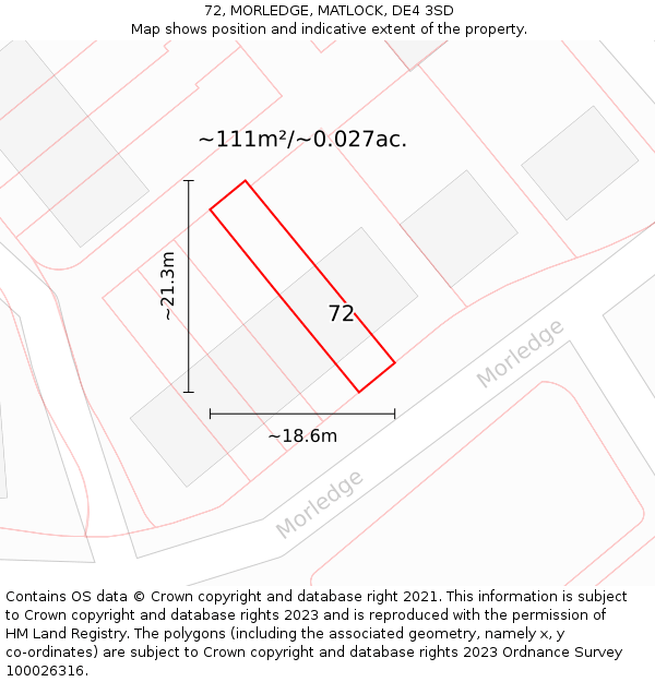 72, MORLEDGE, MATLOCK, DE4 3SD: Plot and title map