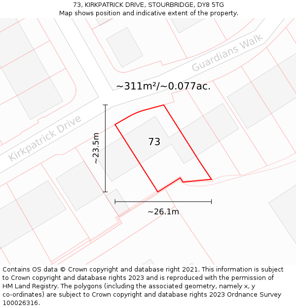 73, KIRKPATRICK DRIVE, STOURBRIDGE, DY8 5TG: Plot and title map