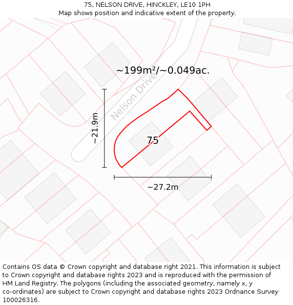 75, NELSON DRIVE, HINCKLEY, LE10 1PH: Plot and title map