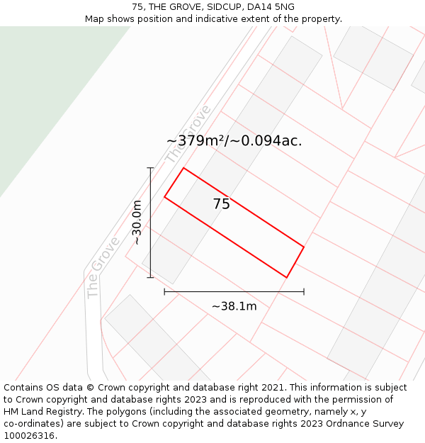 75, THE GROVE, SIDCUP, DA14 5NG: Plot and title map