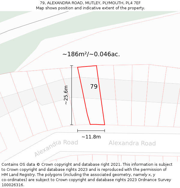 79, ALEXANDRA ROAD, MUTLEY, PLYMOUTH, PL4 7EF: Plot and title map