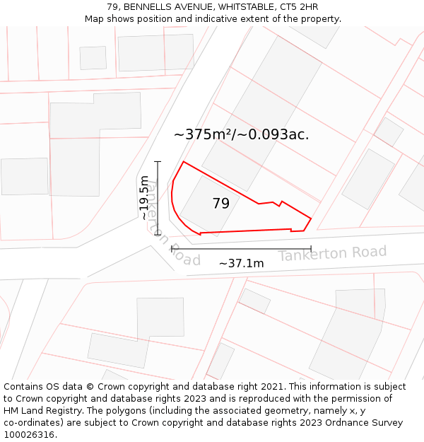 79, BENNELLS AVENUE, WHITSTABLE, CT5 2HR: Plot and title map