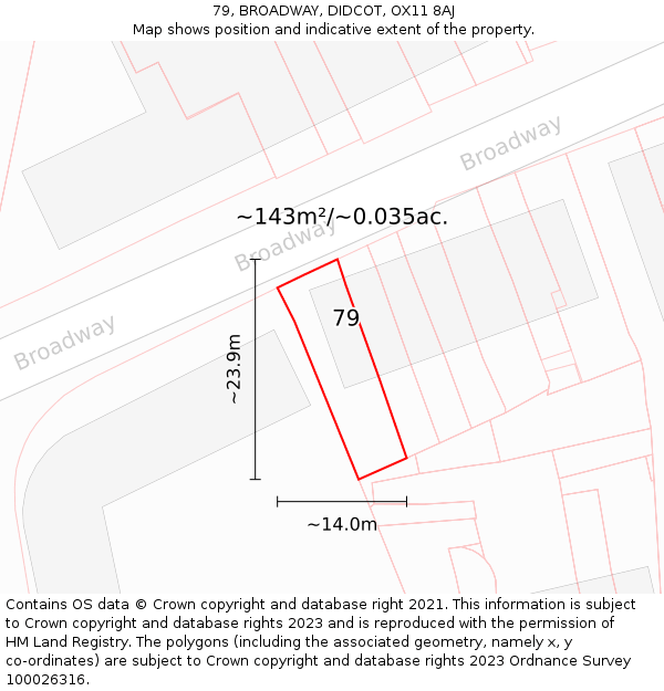 79, BROADWAY, DIDCOT, OX11 8AJ: Plot and title map
