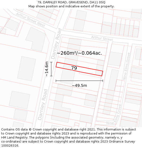 79, DARNLEY ROAD, GRAVESEND, DA11 0SQ: Plot and title map