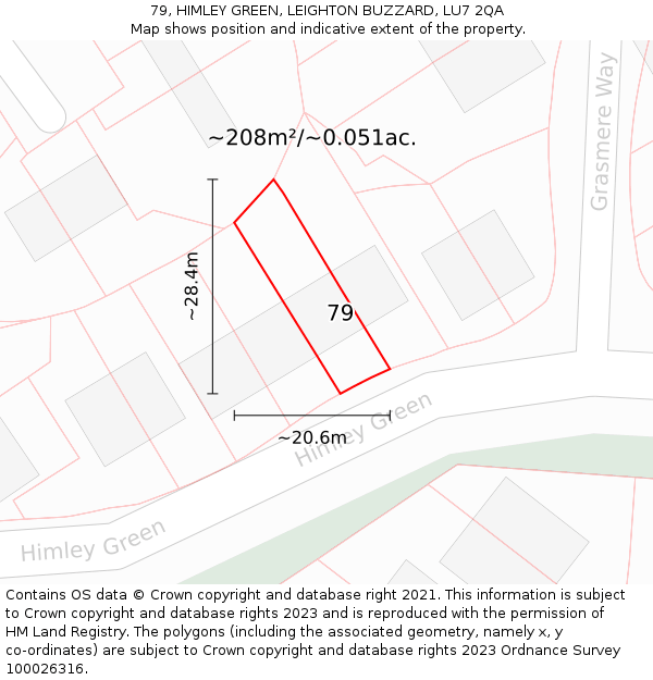79, HIMLEY GREEN, LEIGHTON BUZZARD, LU7 2QA: Plot and title map