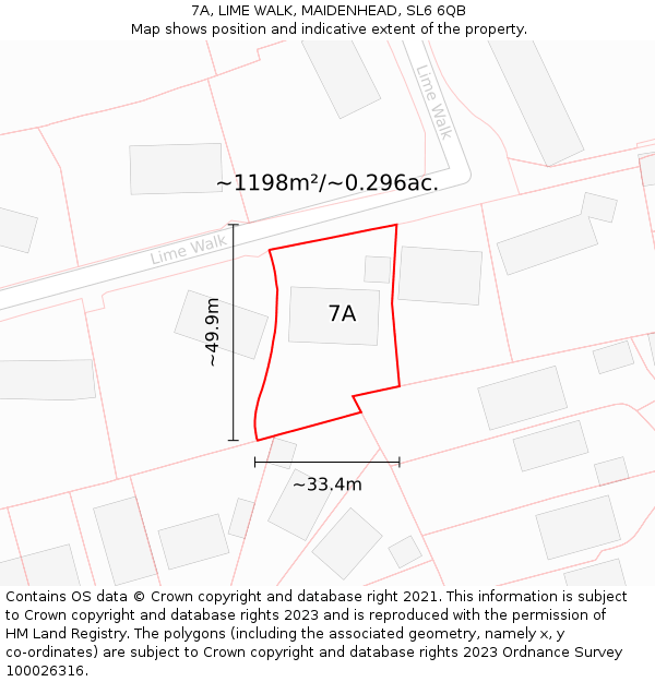 7A, LIME WALK, MAIDENHEAD, SL6 6QB: Plot and title map