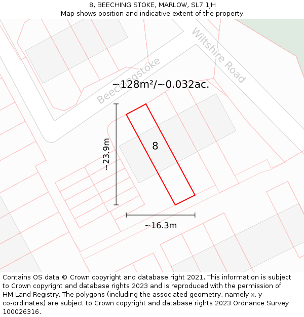 8, BEECHING STOKE, MARLOW, SL7 1JH: Plot and title map
