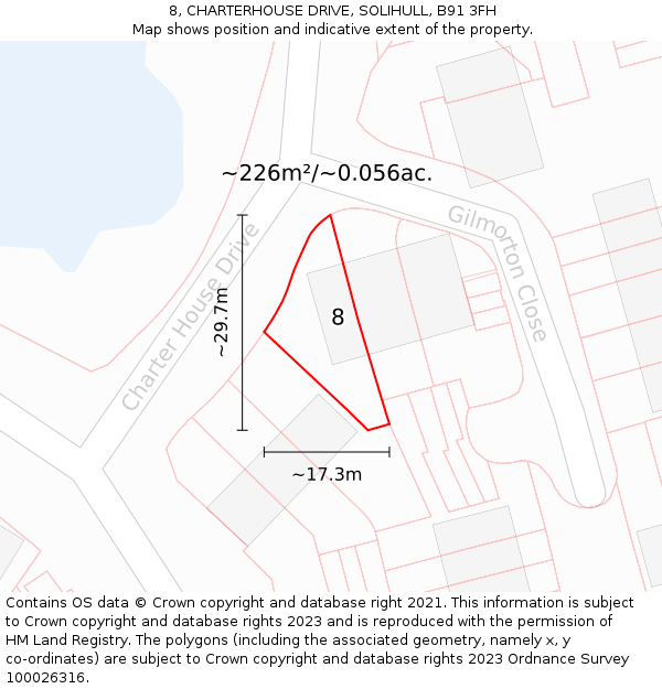 8, CHARTERHOUSE DRIVE, SOLIHULL, B91 3FH: Plot and title map
