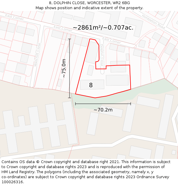8, DOLPHIN CLOSE, WORCESTER, WR2 6BG: Plot and title map