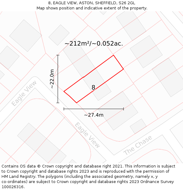 8, EAGLE VIEW, ASTON, SHEFFIELD, S26 2GL: Plot and title map