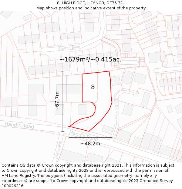 8, HIGH RIDGE, HEANOR, DE75 7FU: Plot and title map