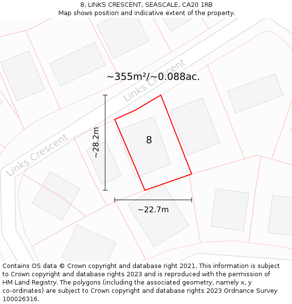 8, LINKS CRESCENT, SEASCALE, CA20 1RB: Plot and title map