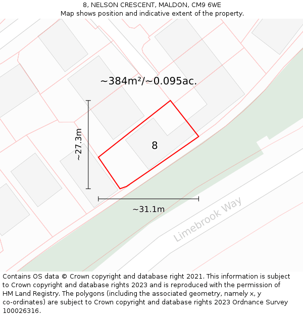8, NELSON CRESCENT, MALDON, CM9 6WE: Plot and title map