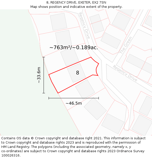 8, REGENCY DRIVE, EXETER, EX2 7SN: Plot and title map
