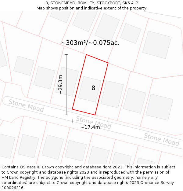 8, STONEMEAD, ROMILEY, STOCKPORT, SK6 4LP: Plot and title map