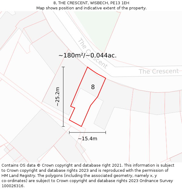 8, THE CRESCENT, WISBECH, PE13 1EH: Plot and title map