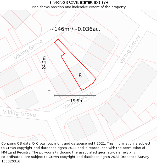 8, VIKING GROVE, EXETER, EX1 3YH: Plot and title map