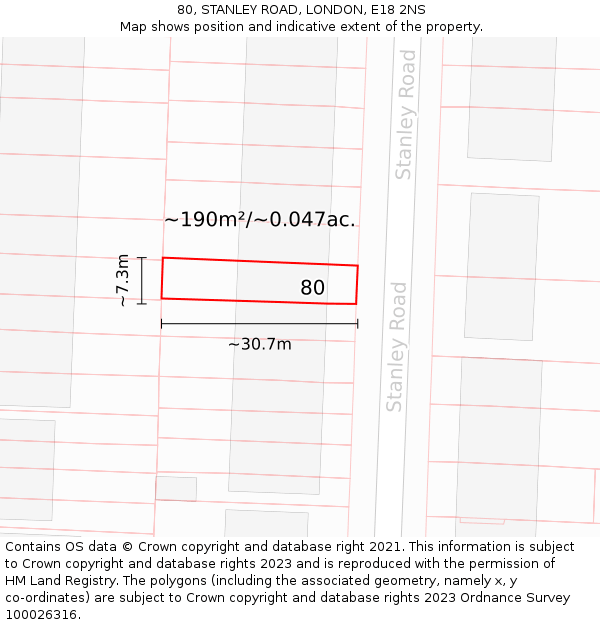 80, STANLEY ROAD, LONDON, E18 2NS: Plot and title map