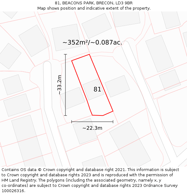 81, BEACONS PARK, BRECON, LD3 9BR: Plot and title map