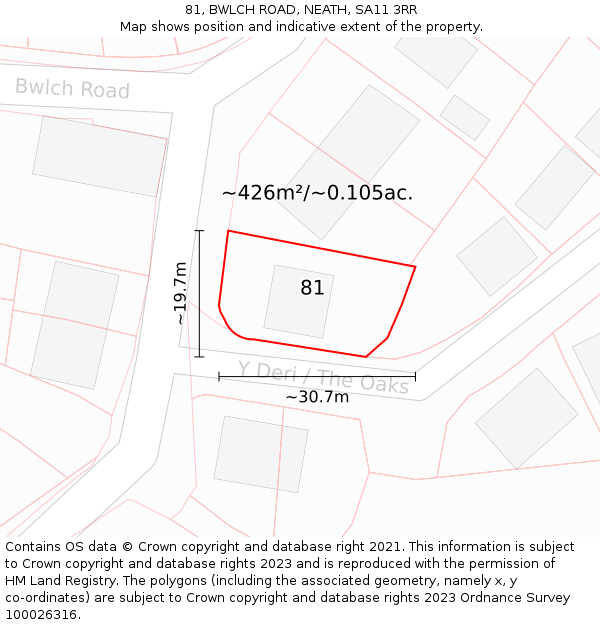 81, BWLCH ROAD, NEATH, SA11 3RR: Plot and title map