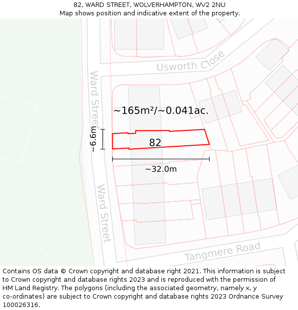 82, WARD STREET, WOLVERHAMPTON, WV2 2NU: Plot and title map