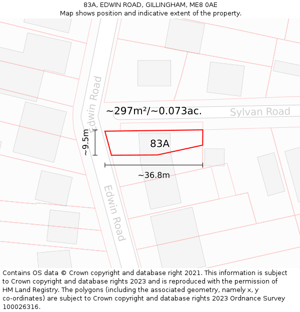 83A, EDWIN ROAD, GILLINGHAM, ME8 0AE: Plot and title map