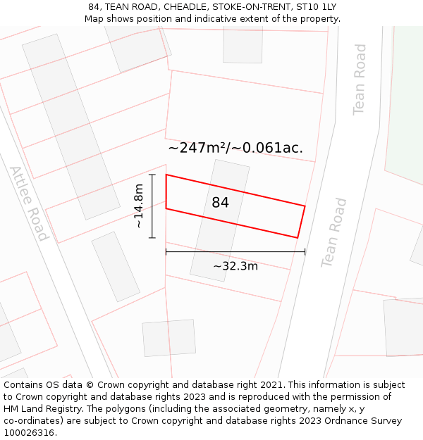 84, TEAN ROAD, CHEADLE, STOKE-ON-TRENT, ST10 1LY: Plot and title map