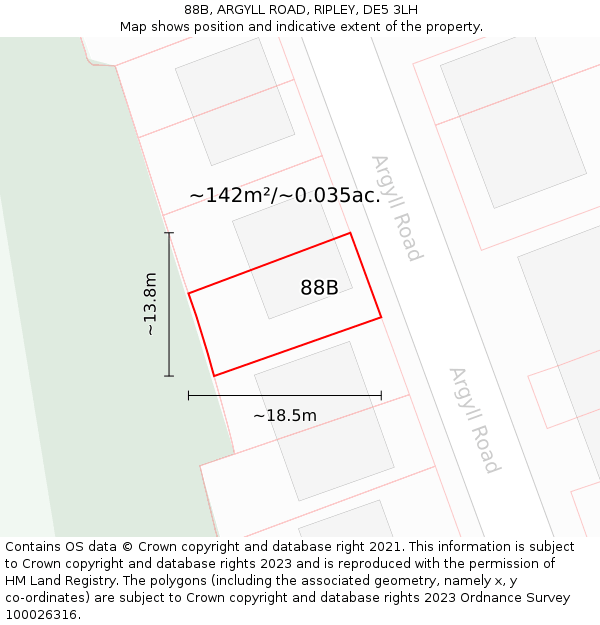 88B, ARGYLL ROAD, RIPLEY, DE5 3LH: Plot and title map