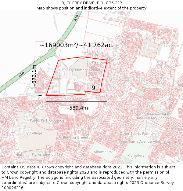 9, CHERRY DRIVE, ELY, CB6 2FP: Plot and title map