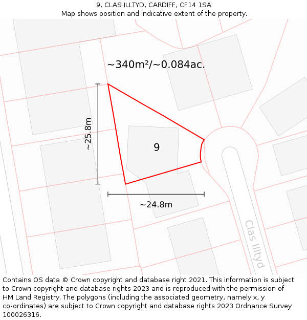 9, CLAS ILLTYD, CARDIFF, CF14 1SA: Plot and title map