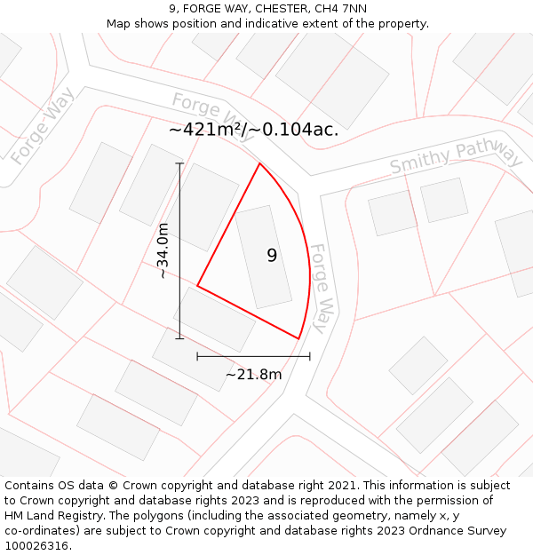 9, FORGE WAY, CHESTER, CH4 7NN: Plot and title map
