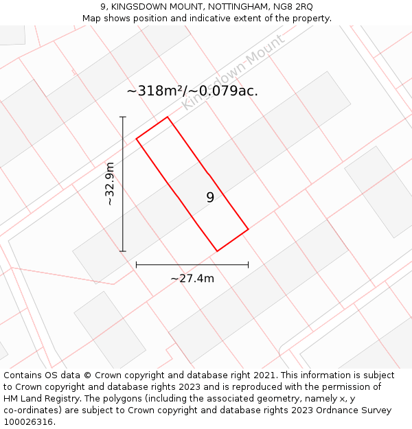 9, KINGSDOWN MOUNT, NOTTINGHAM, NG8 2RQ: Plot and title map