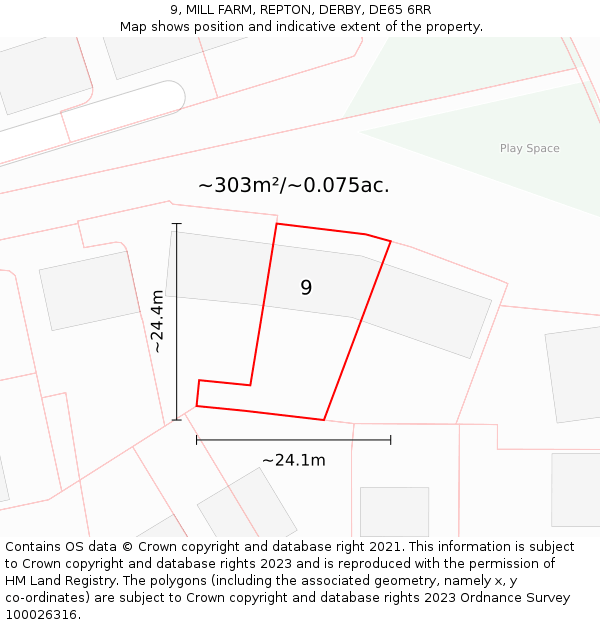 9, MILL FARM, REPTON, DERBY, DE65 6RR: Plot and title map