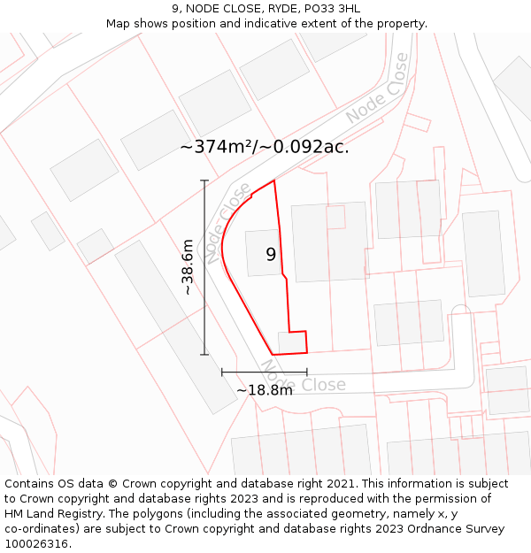 9, NODE CLOSE, RYDE, PO33 3HL: Plot and title map