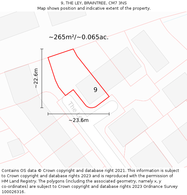9, THE LEY, BRAINTREE, CM7 3NS: Plot and title map