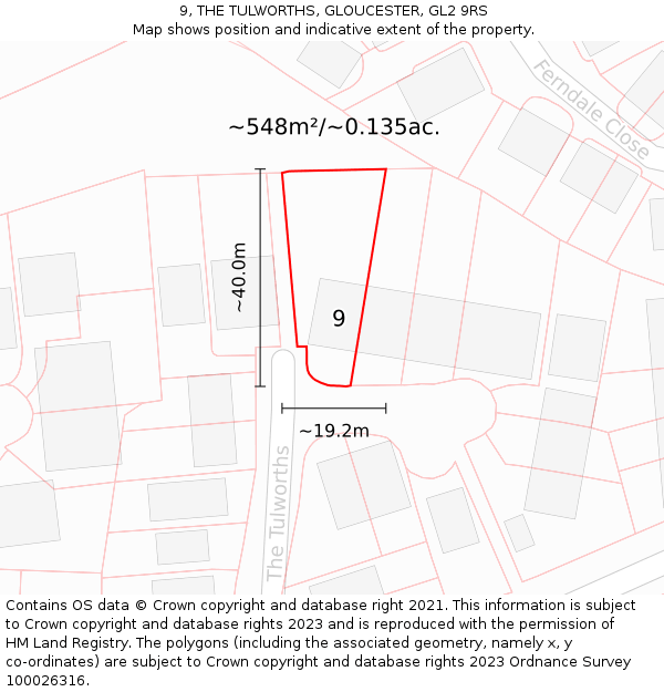 9, THE TULWORTHS, GLOUCESTER, GL2 9RS: Plot and title map