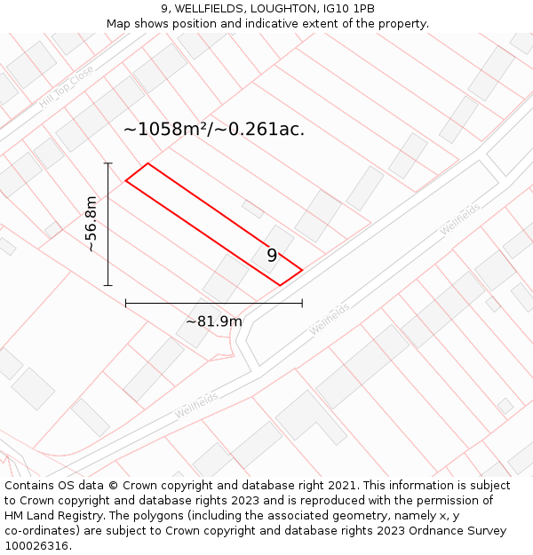 9, WELLFIELDS, LOUGHTON, IG10 1PB: Plot and title map