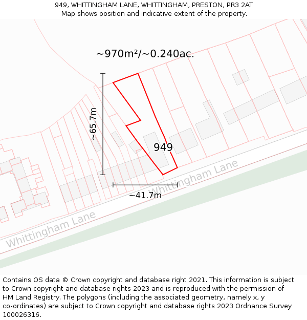 949, WHITTINGHAM LANE, WHITTINGHAM, PRESTON, PR3 2AT: Plot and title map